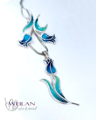 Hej'tulipán - Virágszálam ezüst tűzzománc szett