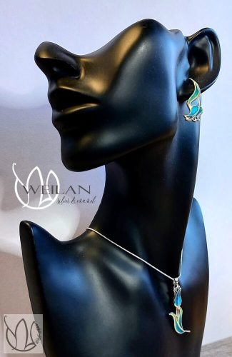 Hej'tulipán - Virágszálam ezüst tűzzománc szett viselése