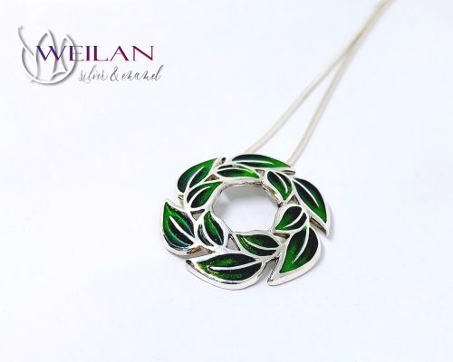 Leaf - Laurus / Babér ezüst tűzzománc medál