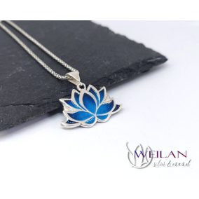 Lótusz ezüst tűzzománc medál