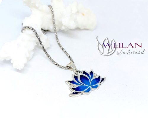Lótusz ezüst tűzzománc medál
