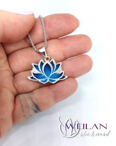 Lótusz ezüst tűzzománc medál