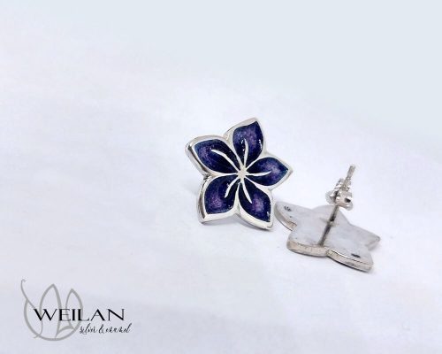 Flora - Cseresznyevirág ezüst tűzzománc stiftes fülbevaló