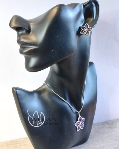 Flora - Cseresznyevirág ezüst tűzzománc szett viselése