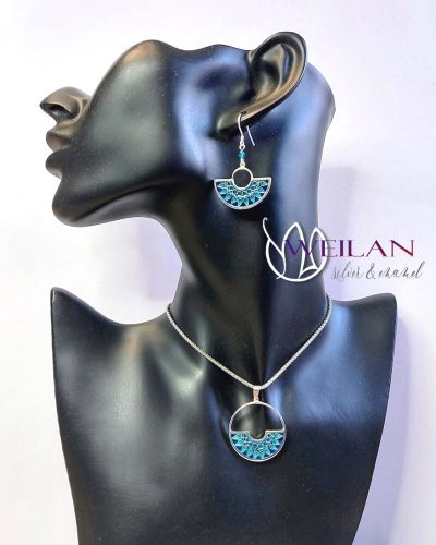 Délibáb - ezüst tűzzománc szett viselése