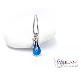 Pántlika - ezüst tűzzománc medál cirkóniával, kis méret