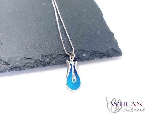 Pántlika - ezüst tűzzománc medál cirkóniával, kis méret