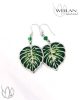Leaf - Filodendron, monstera ezüst ajour tűzzománc fülbevaló OG