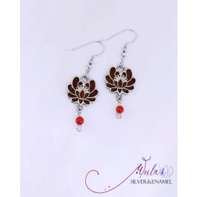 Tradició - Kalocsai - Rózsa ezüst tűzzománc fülbevaló