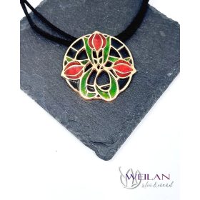 Hej' tulipán - Körtánc bronz tűzzománc medál 1