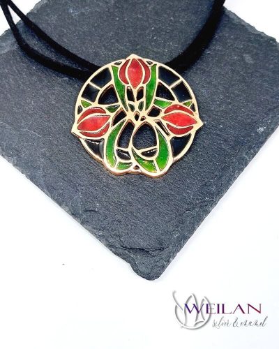 Hej' tulipán - Körtánc bronz tűzzománc medál 1