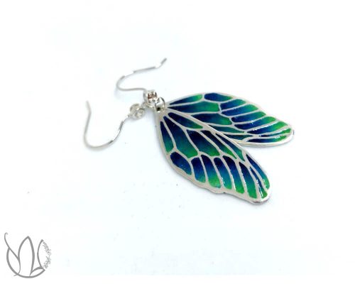 Wings - Dragonfly - ezüst ajour tűzzománc fülbevaló