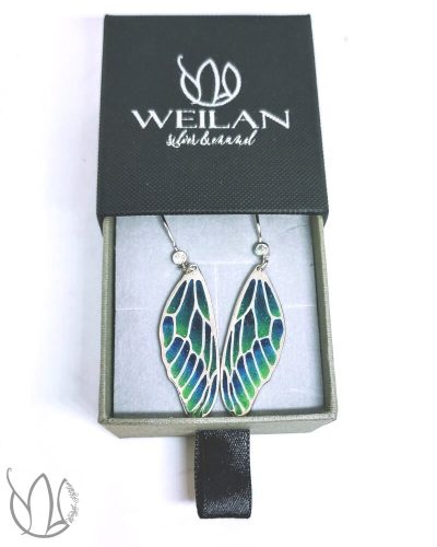 Wings - Dragonfly - ezüst ajour tűzzománc fülbevaló, díszdobozban