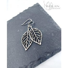 Leaf - Fagus / Bükk antikolt ezüst fülbevaló