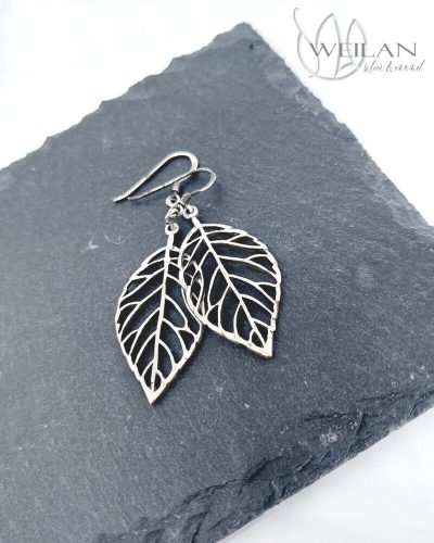 Leaf - Fagus / Bükk antikolt ezüst fülbevaló