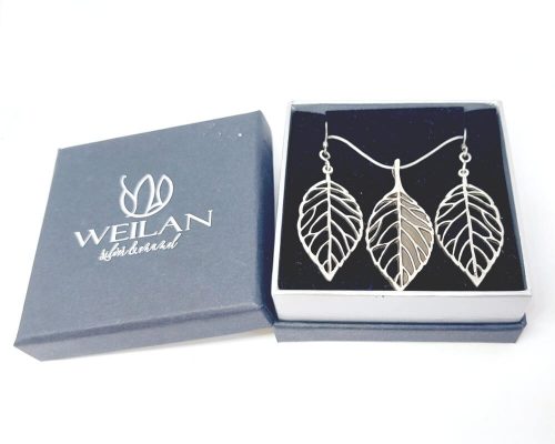 Leaf - Fagus / Bükk ezüst szett Weilan díszdobozban