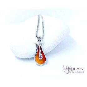 Pántlika - ezüst tűzzománc medál cirkóniával, kis méret