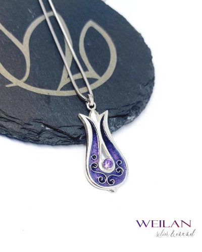 Pántlika ezüst tűzzománc medál