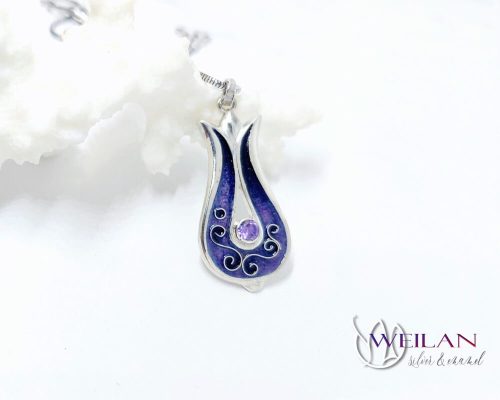 Pántlika ezüst tűzzománc medál