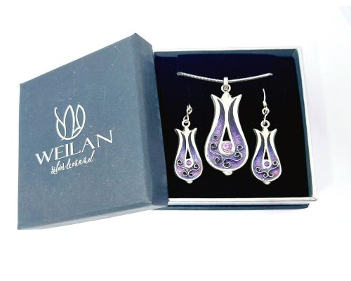 Pántlika ezüst tűzzománc szett Weilan díszdobozban