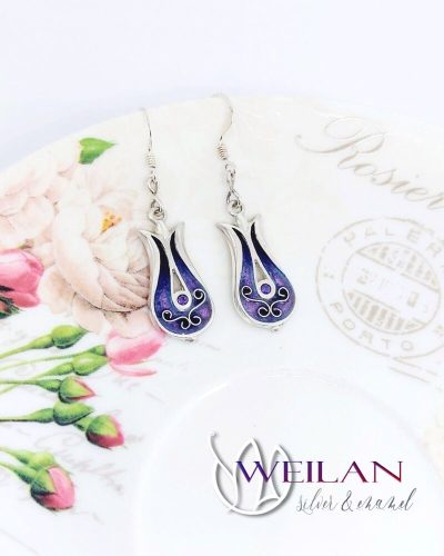 Pántlika ezüst tűzzománc fülbevaló