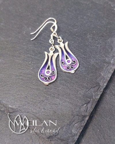 Pántlika ezüst tűzzománc fülbevaló