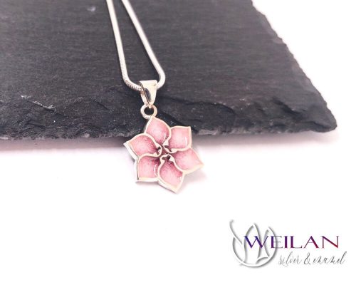 Clematis ezüst tűzzománc medál