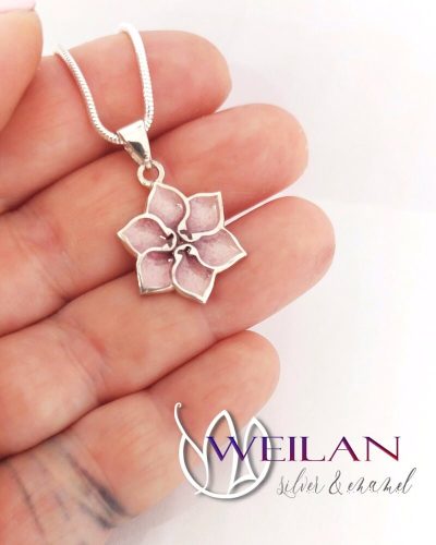 Clematis ezüst tűzzománc medál