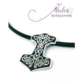 Edda - Mjölnir - Thor kalapácsa ezüst tűzzománc medál