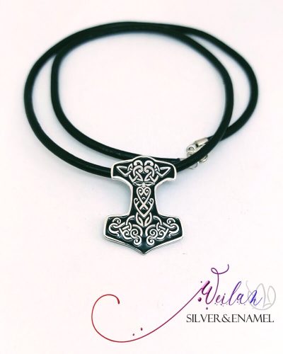 Edda - Mjölnir - Thor kalapácsa ezüst tűzzománc medál