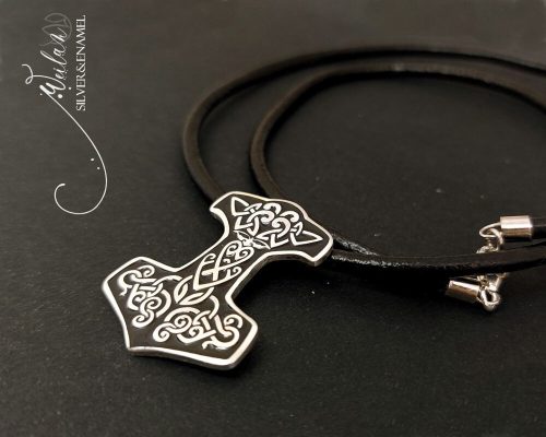 Edda - Mjölnir - Thor kalapácsa ezüst tűzzománc medál