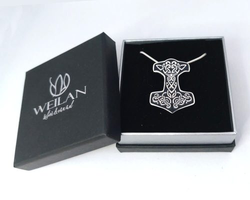 Edda - Mjölnir - Thor kalapácsa ezüst tűzzománc medál WEILAN díszdobozban