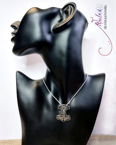 Edda - Mjölnir - Thor kalapácsa ezüst tűzzománc medál viselése