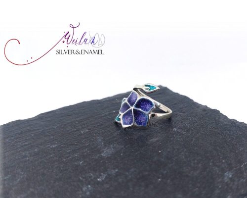 Flora - Nefelejcs ezüst, tűzzománc gyűrű