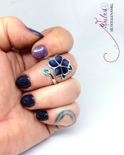 Flora - Nefelejcs ezüst, tűzzománc gyűrű