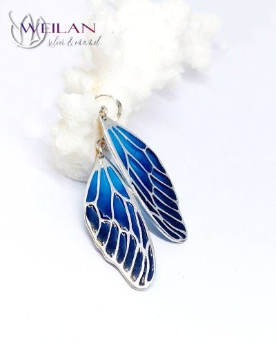 Wings - Dragonfly - ezüst ajour tűzzománc fülbevaló 