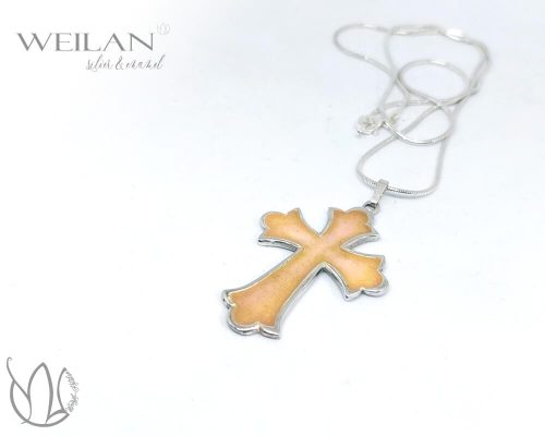 Klasszikus ezüst tűzzománc kereszt medál, tűzzománc feszület 