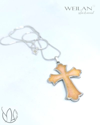 Klasszikus ezüst tűzzománc kereszt medál, tűzzománc feszület 1