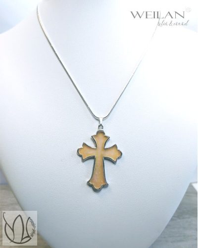 Klasszikus ezüst tűzzománc kereszt medál, tűzzománc feszület nyakon