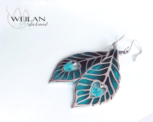 Fölszállott a páva - Pávatoll - ezüst ajour tűzzománc fülbevaló