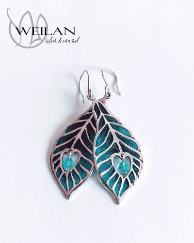 Fölszállott a páva - Pávatoll - ezüst ajour tűzzománc fülbevaló