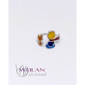 A kis herceg, állítható ezüst tűzzománc gyűrű (piros sállal) OG