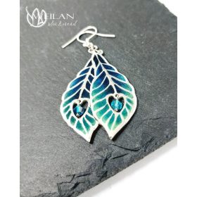 Pávatoll - ezüst ajour tűzzománc fülbevaló, türkiz 1
