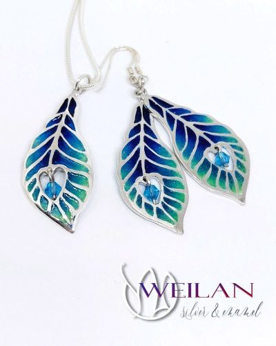 Pávatoll - ezüst ajour tűzzománc szett