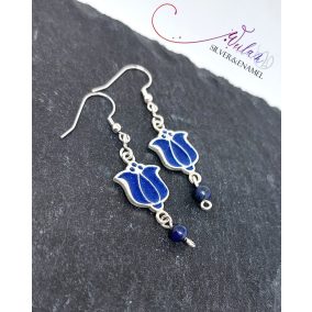 Tradició - Matyó - Tulipán ezüst tűzzománc fülbevaló