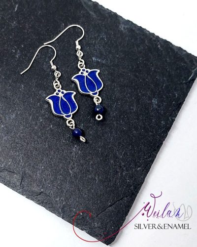 Tradició - Matyó - Tulipán ezüst tűzzománc fülbevaló