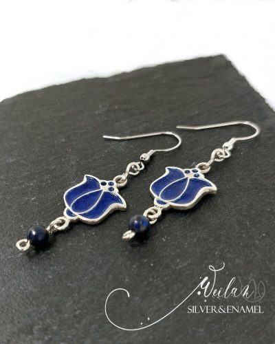 Tradició - Matyó - Tulipán ezüst tűzzománc fülbevaló