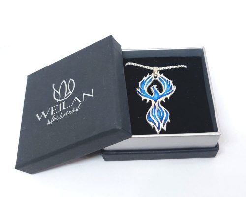 Magia - Főnix ezüst tűzzománc medál Weilan díszdobozban