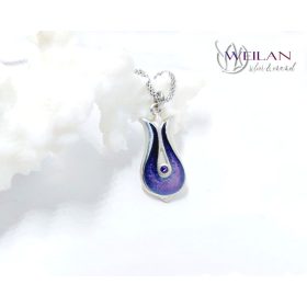 Pántlika - ezüst tűzzománc medál cirkóniával, kis méret