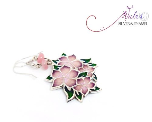 Flora - Nefelejcs ezüst, tűzzománc fülbevaló 